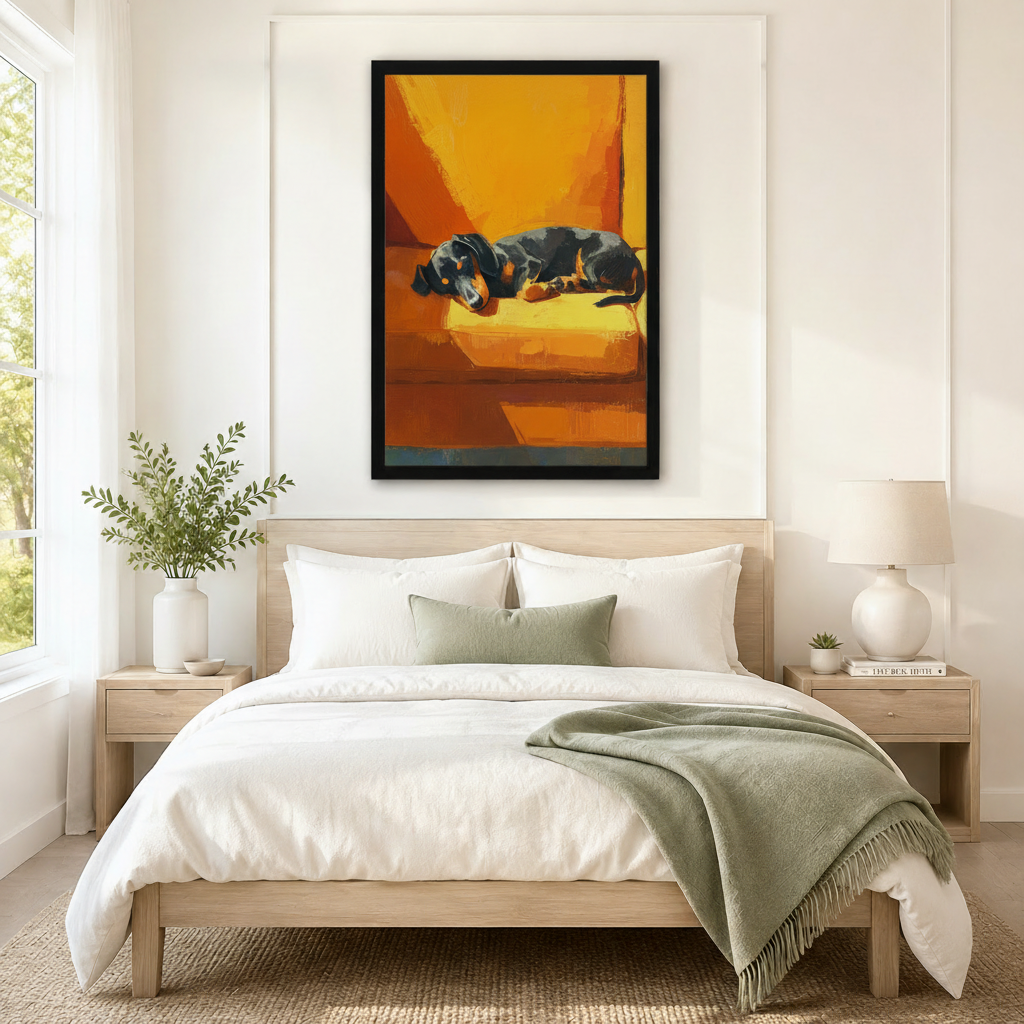 Sleeping Dachshund Oil Style Canvas Art Wall Art