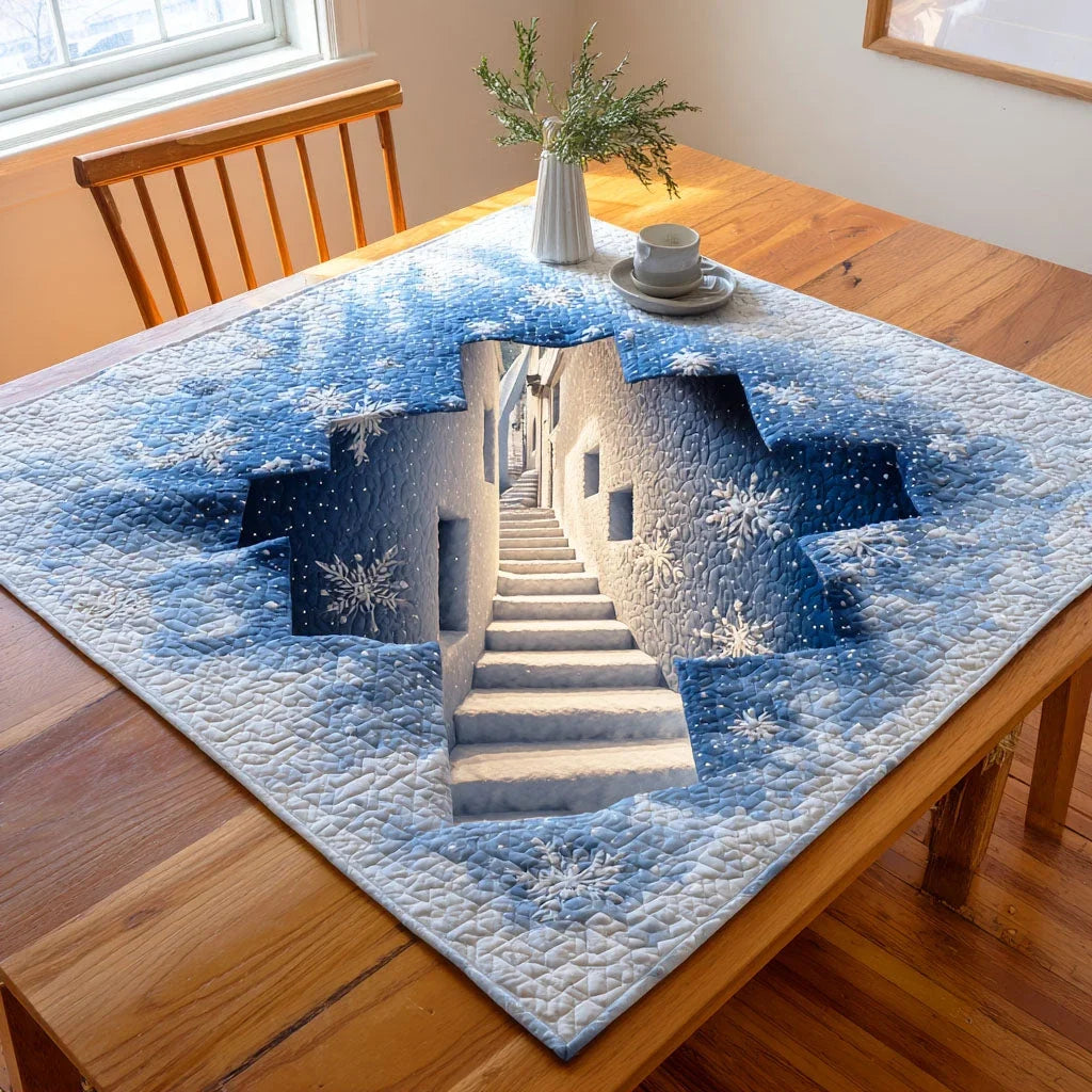 Snow Pathway Glow Quilted Table Topper