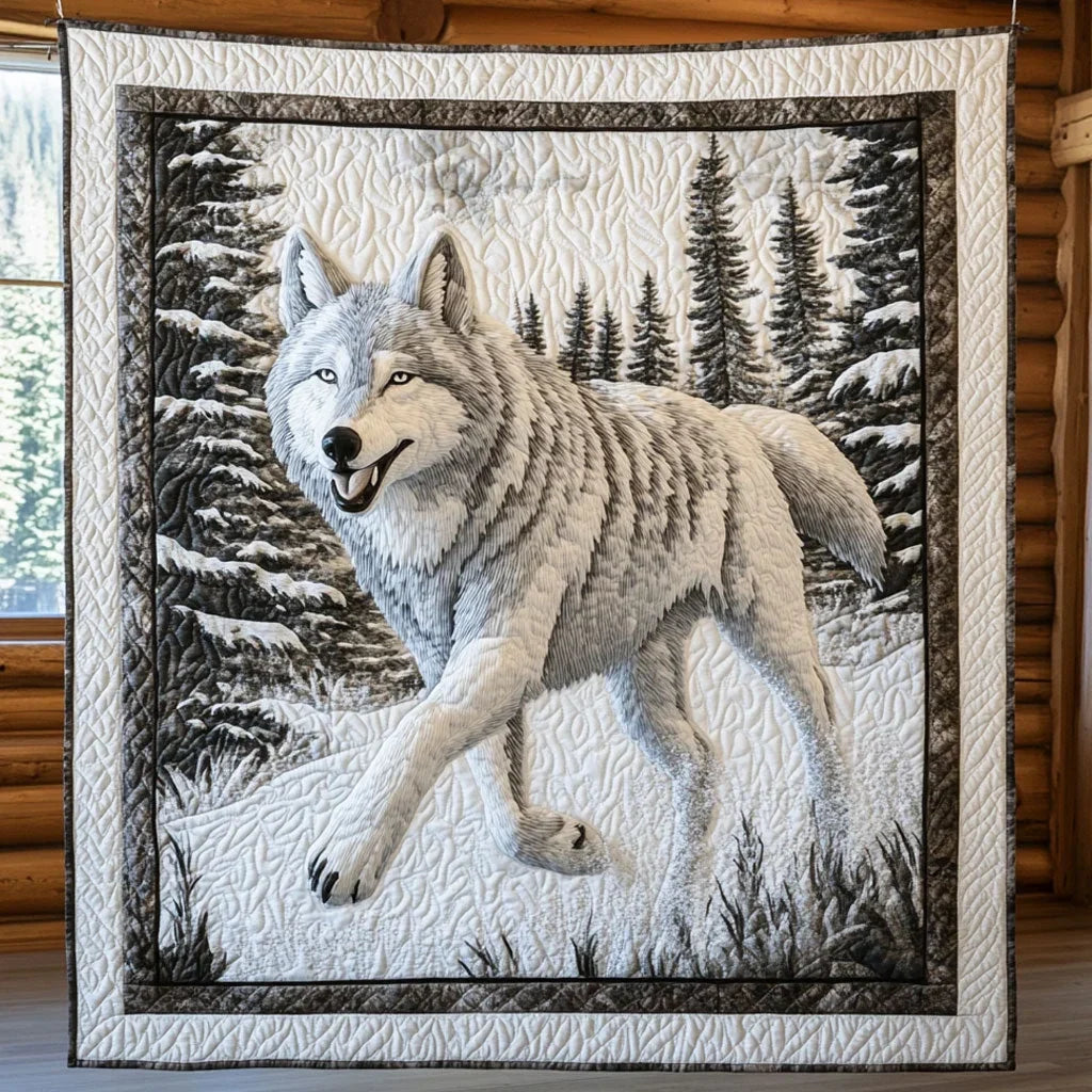 Snow Wolf Quilt Blanket