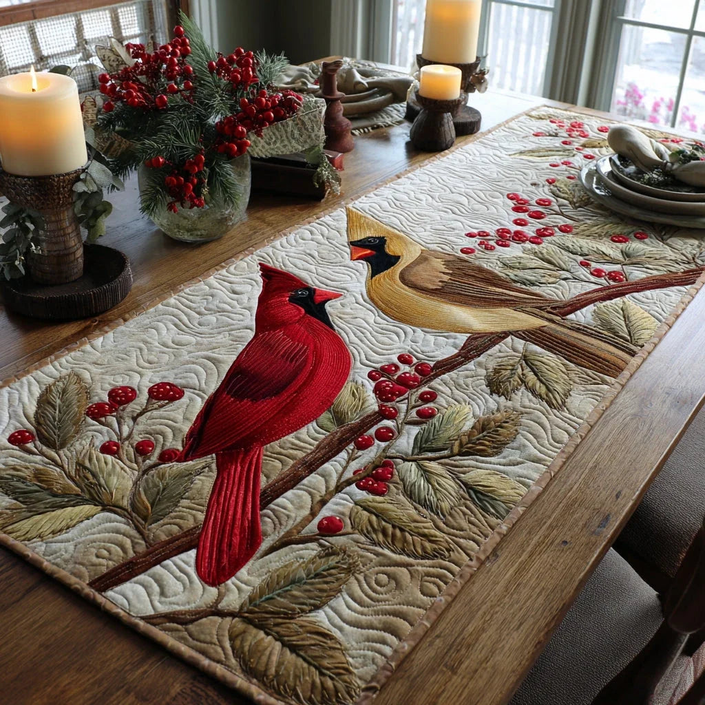 Snowberry Duet Quilted Table Runner