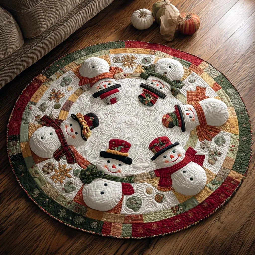 Snowflake Charm Quilted Round Mat