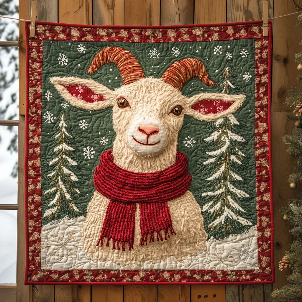 Snowflake Scarf Goat Quilt Blanket