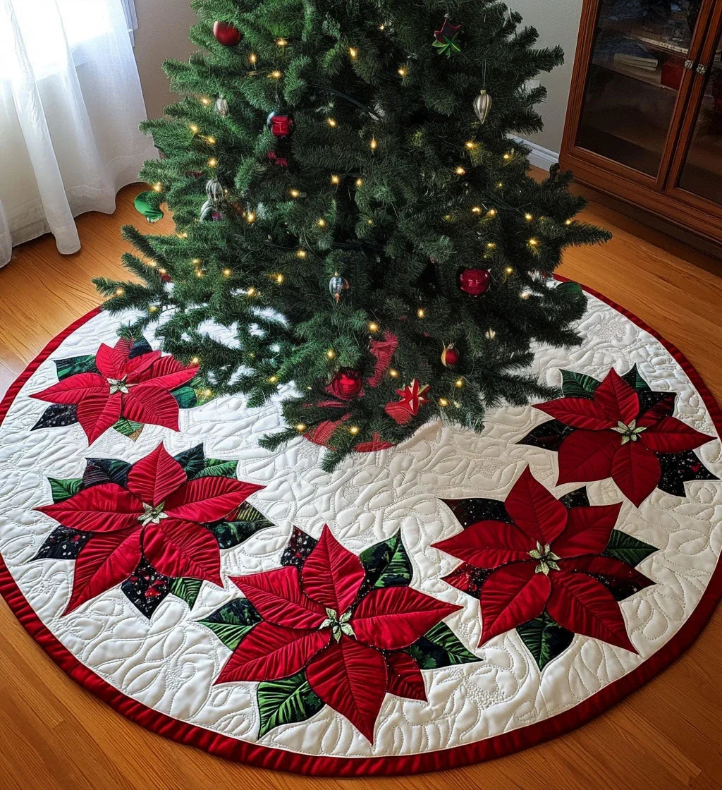 Snowflake Serenade Quilted Christmas Tree Skirt