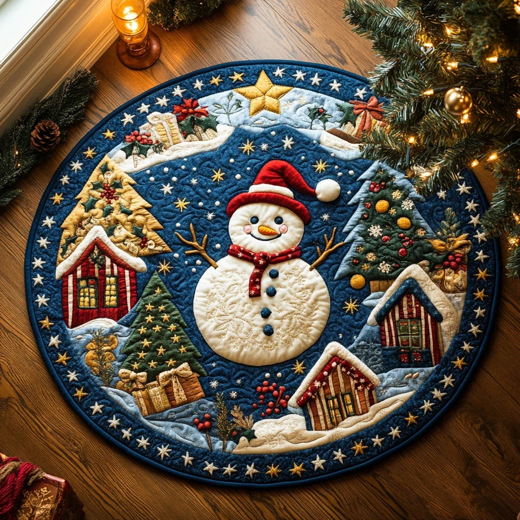 Snowflake Serenade Quilted Round Mat