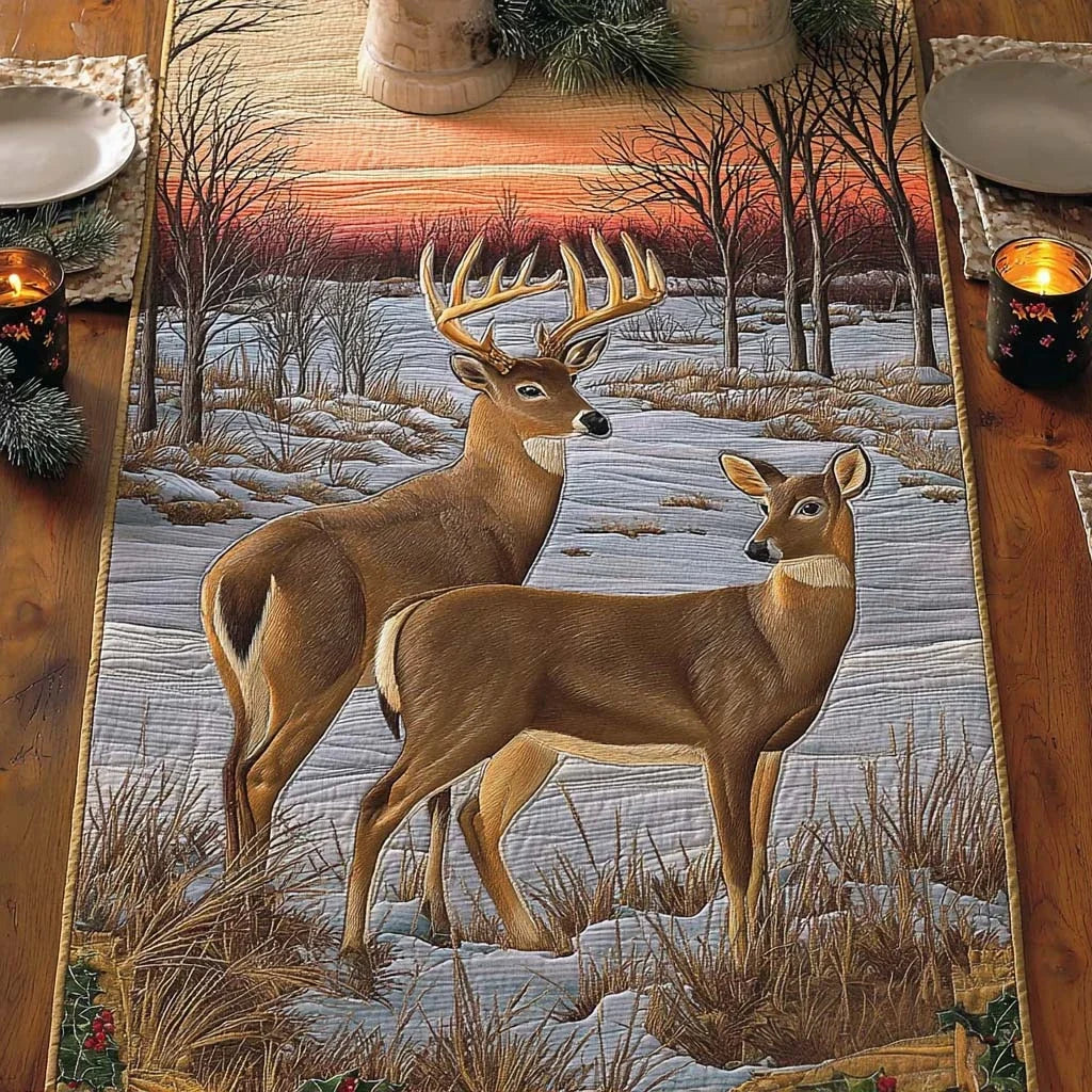 Snowland Pair Quilted Table Runner