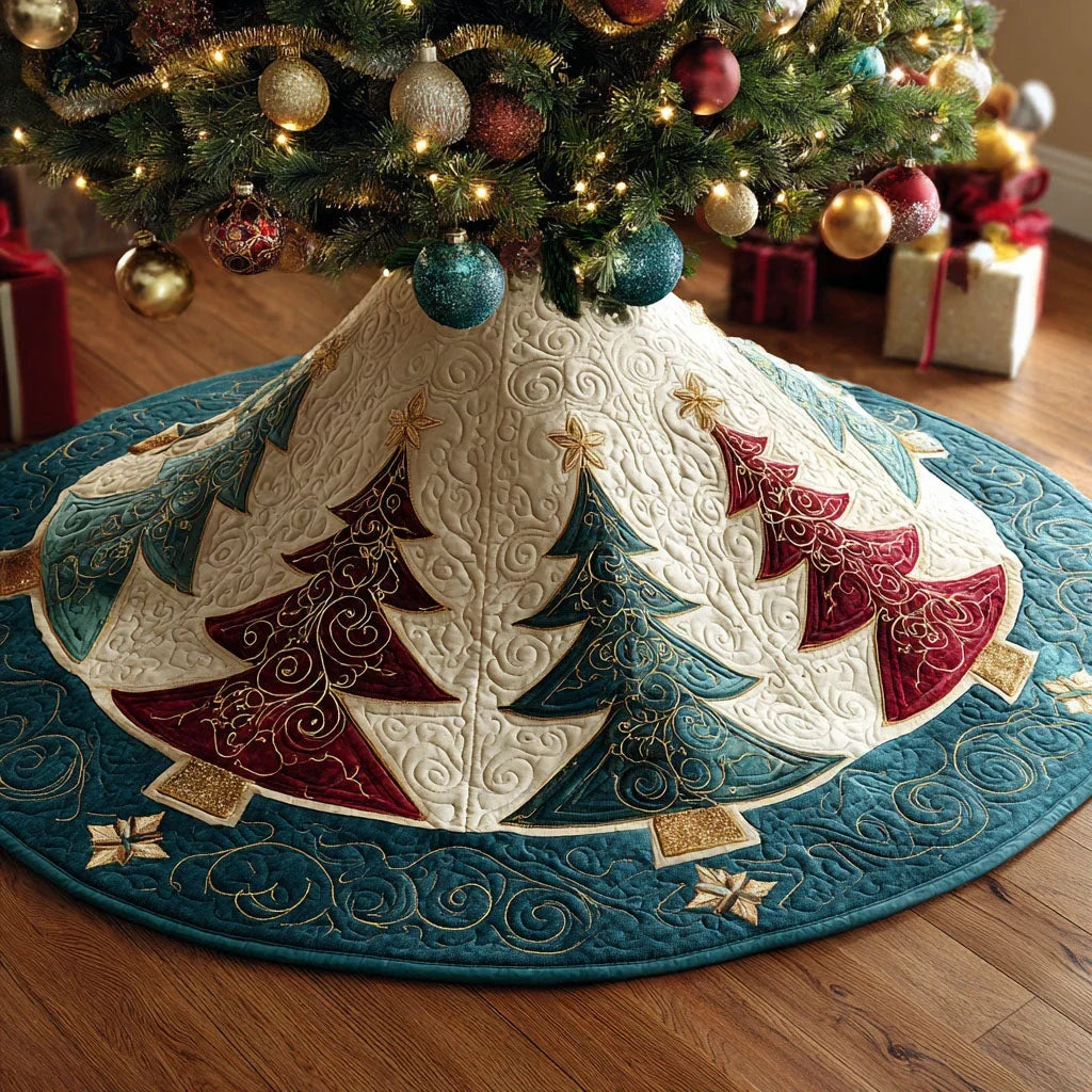 Snowlit Forest Quilted Tree Skirt