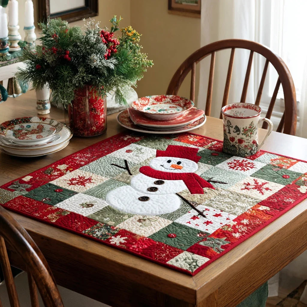 Snowman Joy Quilted Table Topper