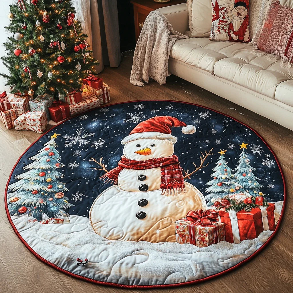 Snowman Winter Glow Quilted Round Mat