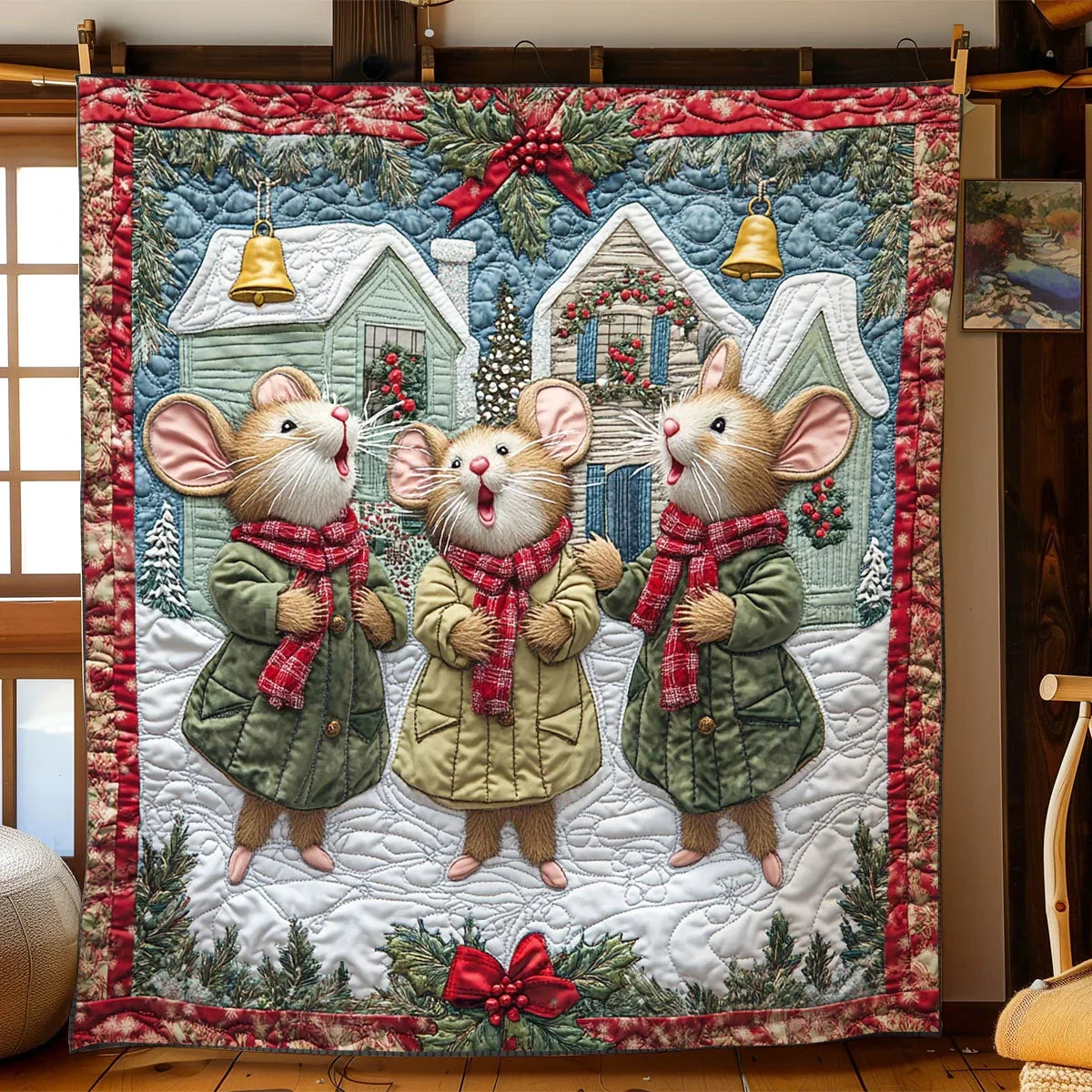 Snowy Mouse Choir Quilt Blanket