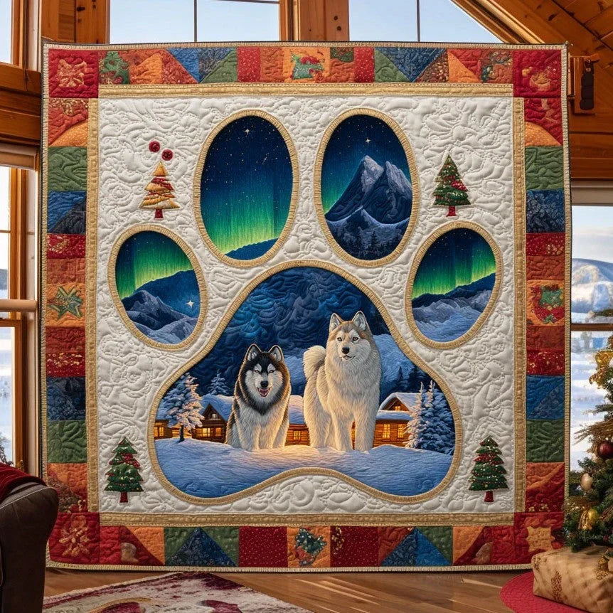 Snowy Paw Quilt Blanket