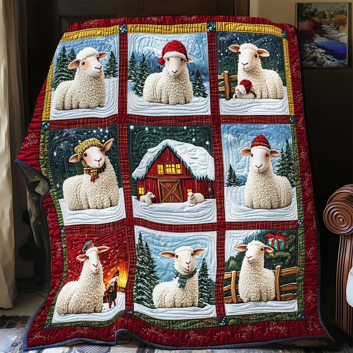 Snowy Sheep Quilt Blanket