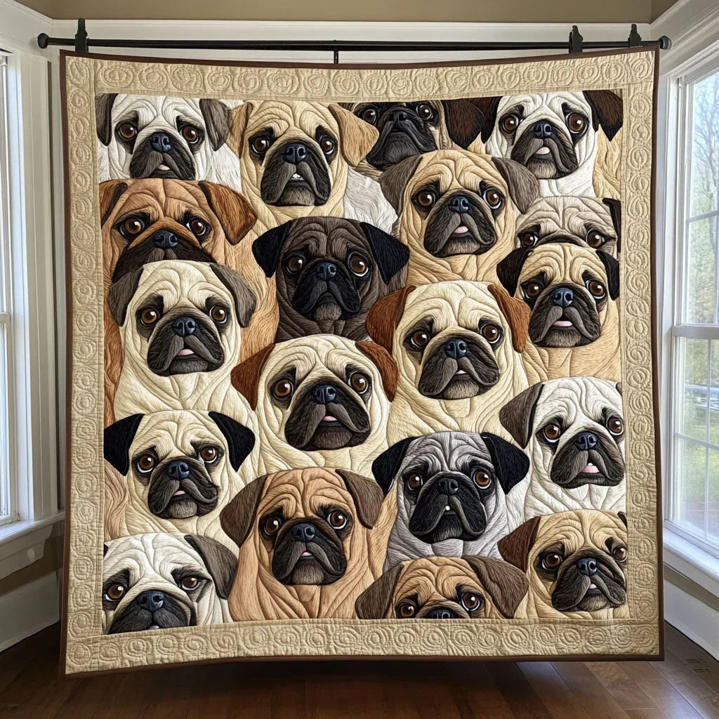 Snuggle Pug Quilt Blanket