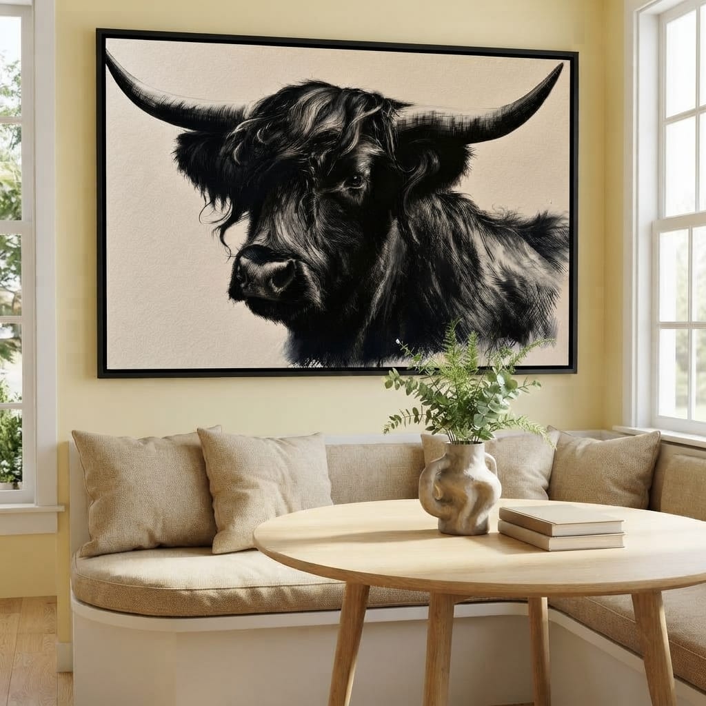Solitary Guardian of the Highland Plains Canvas Wall Art