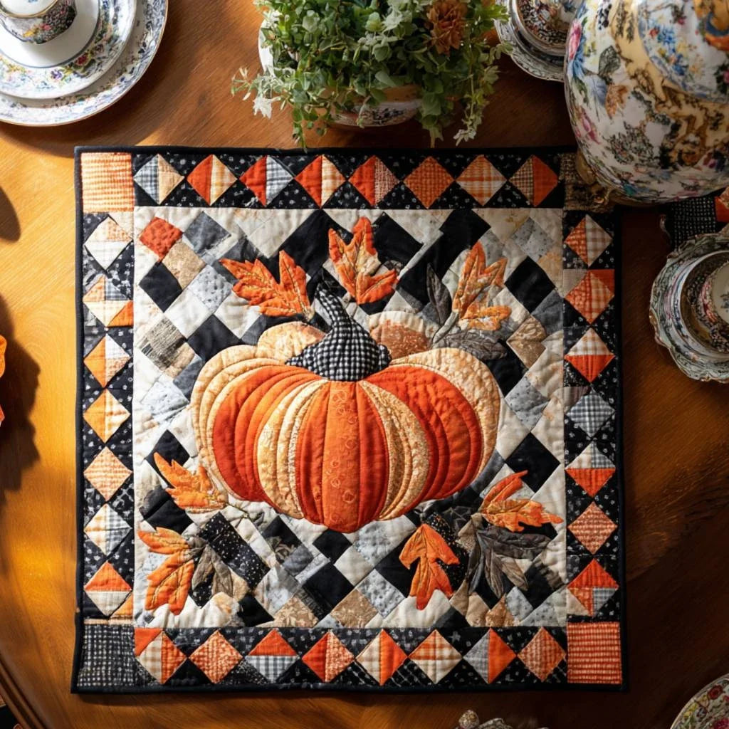 Spiced Pumpkin Pie Quilted Table Topper