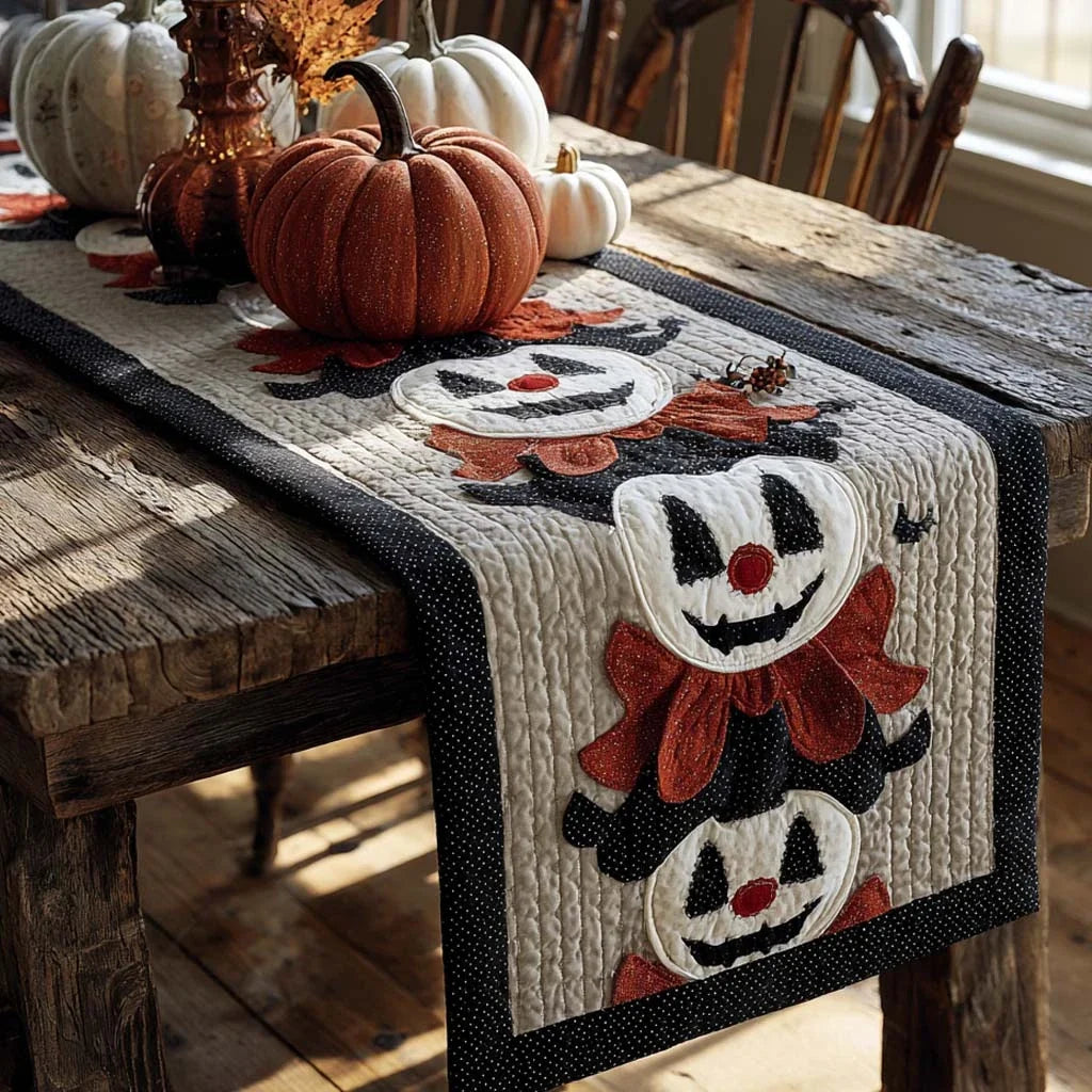 Spooky Clowns Quilted Table Runner