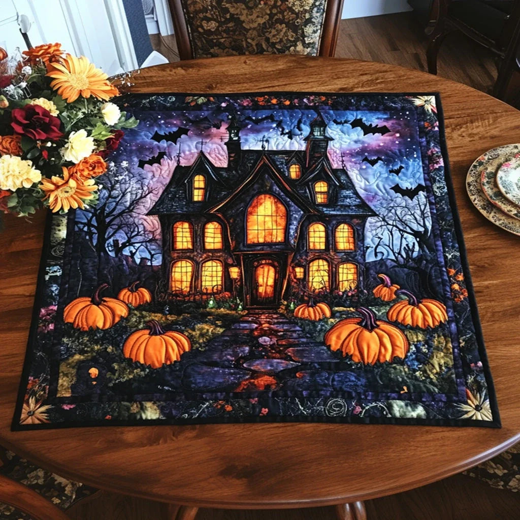 Spooky Manor Quilted Table Topper