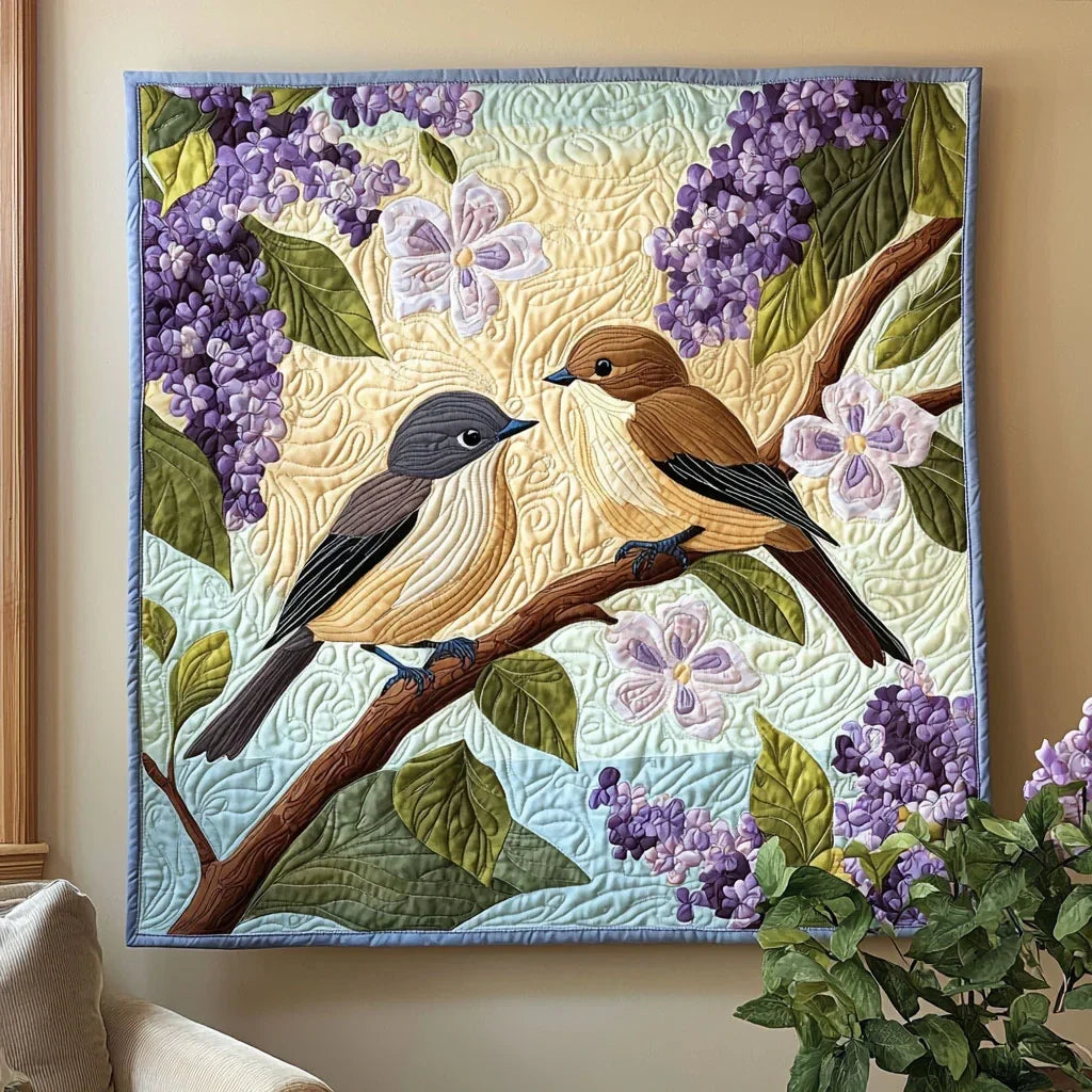 Spring Birds Quilt Blanket