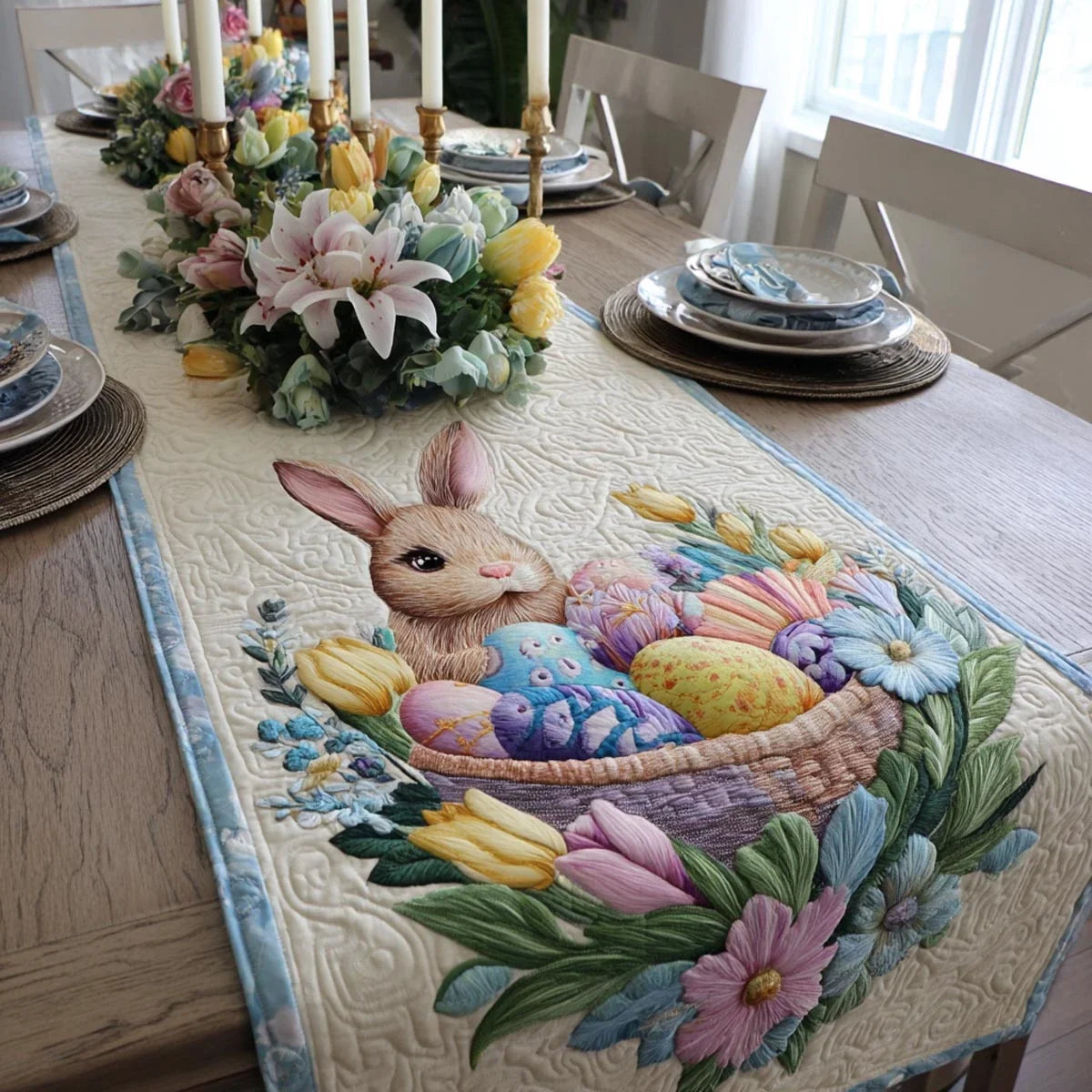 Spring Bunnies Quilted Table Runner