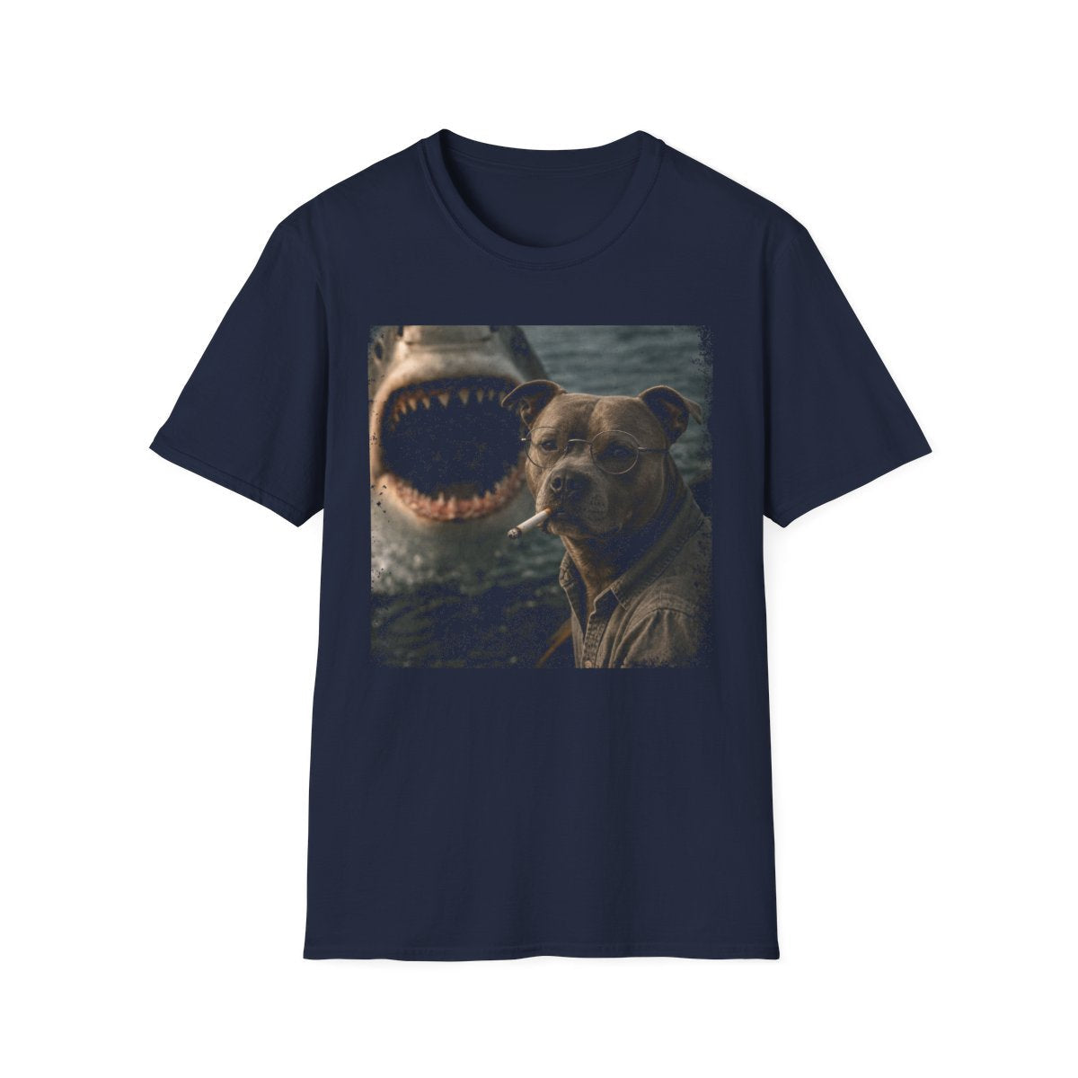 Staffordshire Bull Terrier and Shark Tee