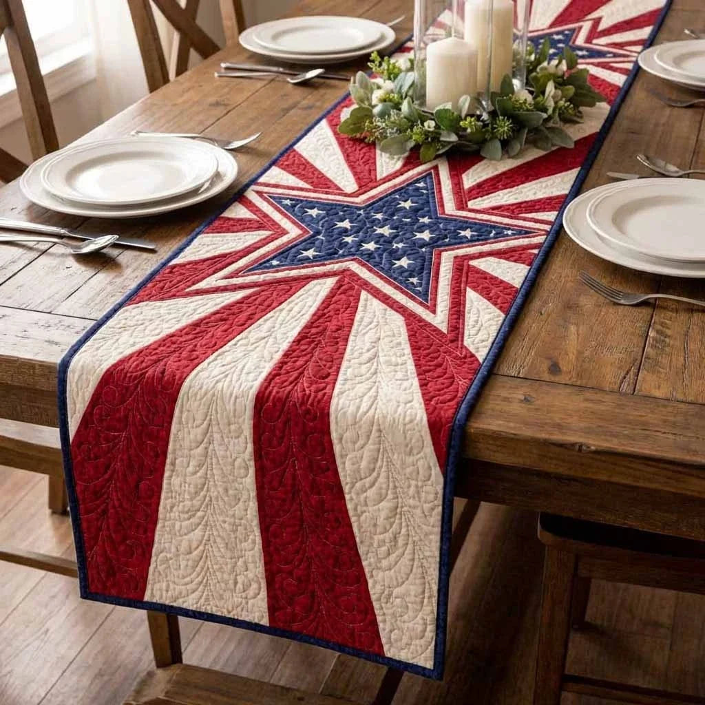 Star Spangled Quilted Table Runner