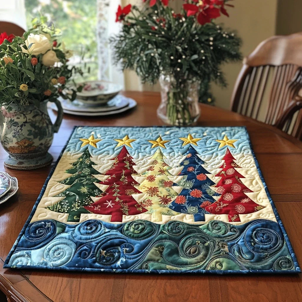 Star Trees Quilted Table Topper