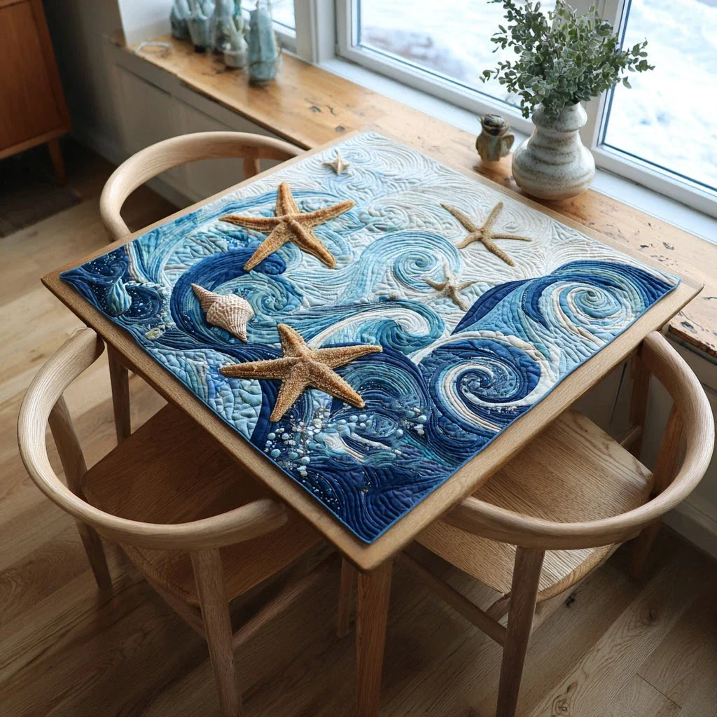Starfish Ocean Waves Quilted Table Topper