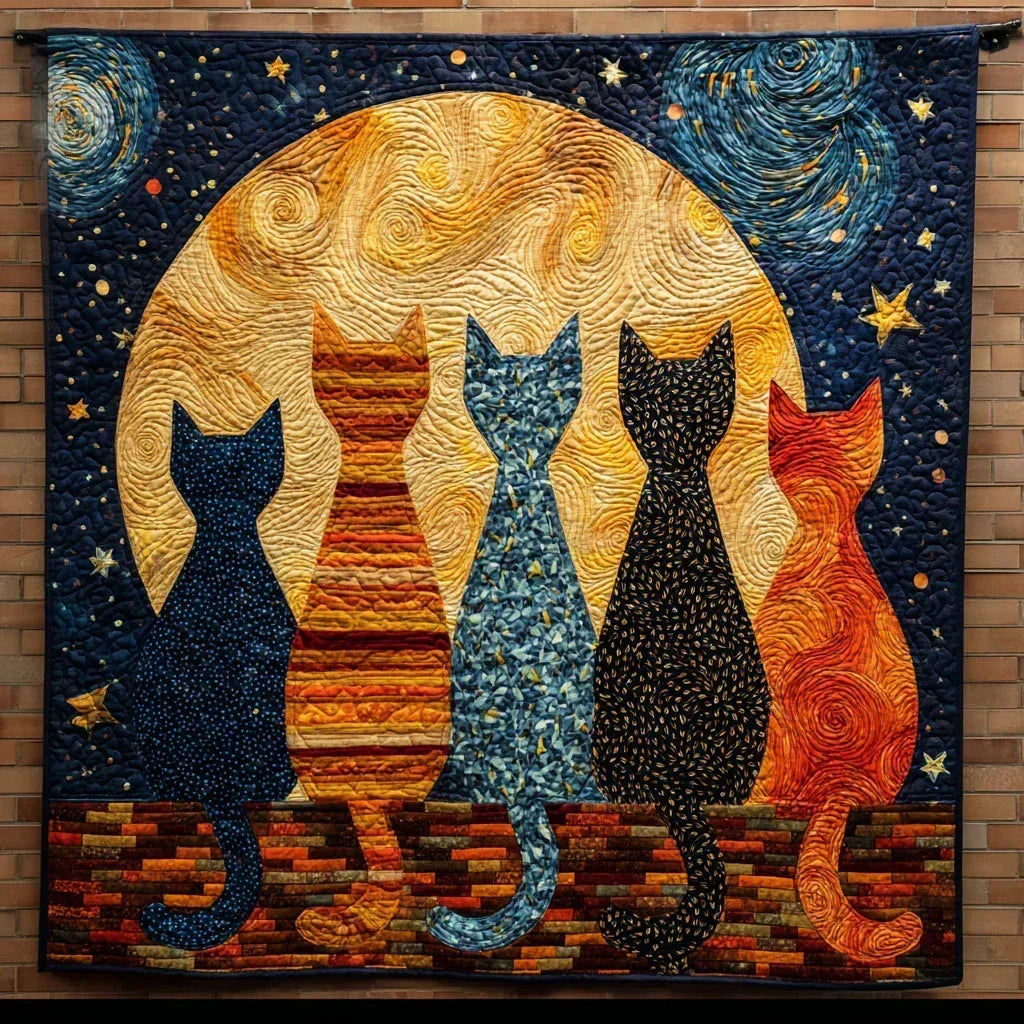 Starry Cat Quilt Blanket - Quilted Blanket by Wild and Way