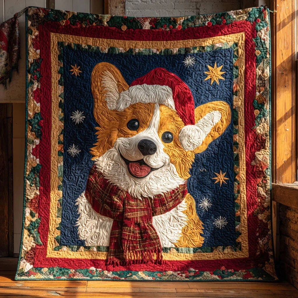 Starry Night Corgi Quilt Blanket