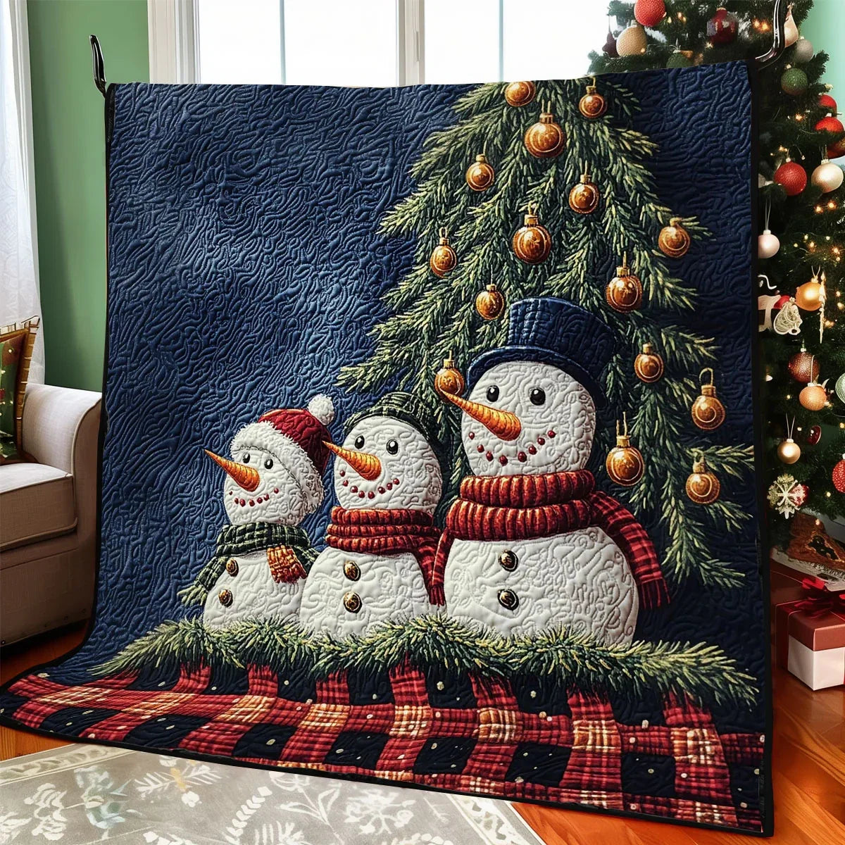 Starry Snowman Quilt Blanket