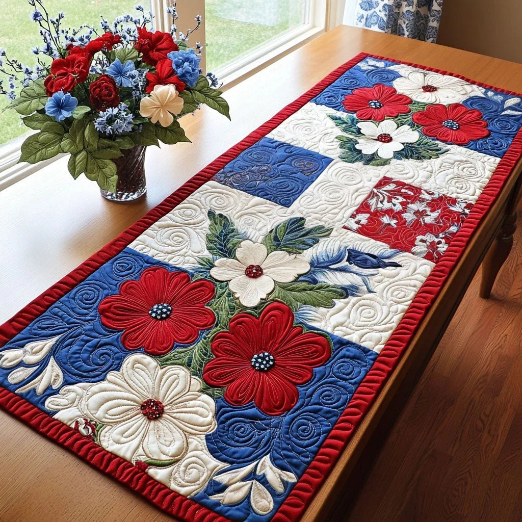 Stars and Stripes Elegance Quilted Table Runner