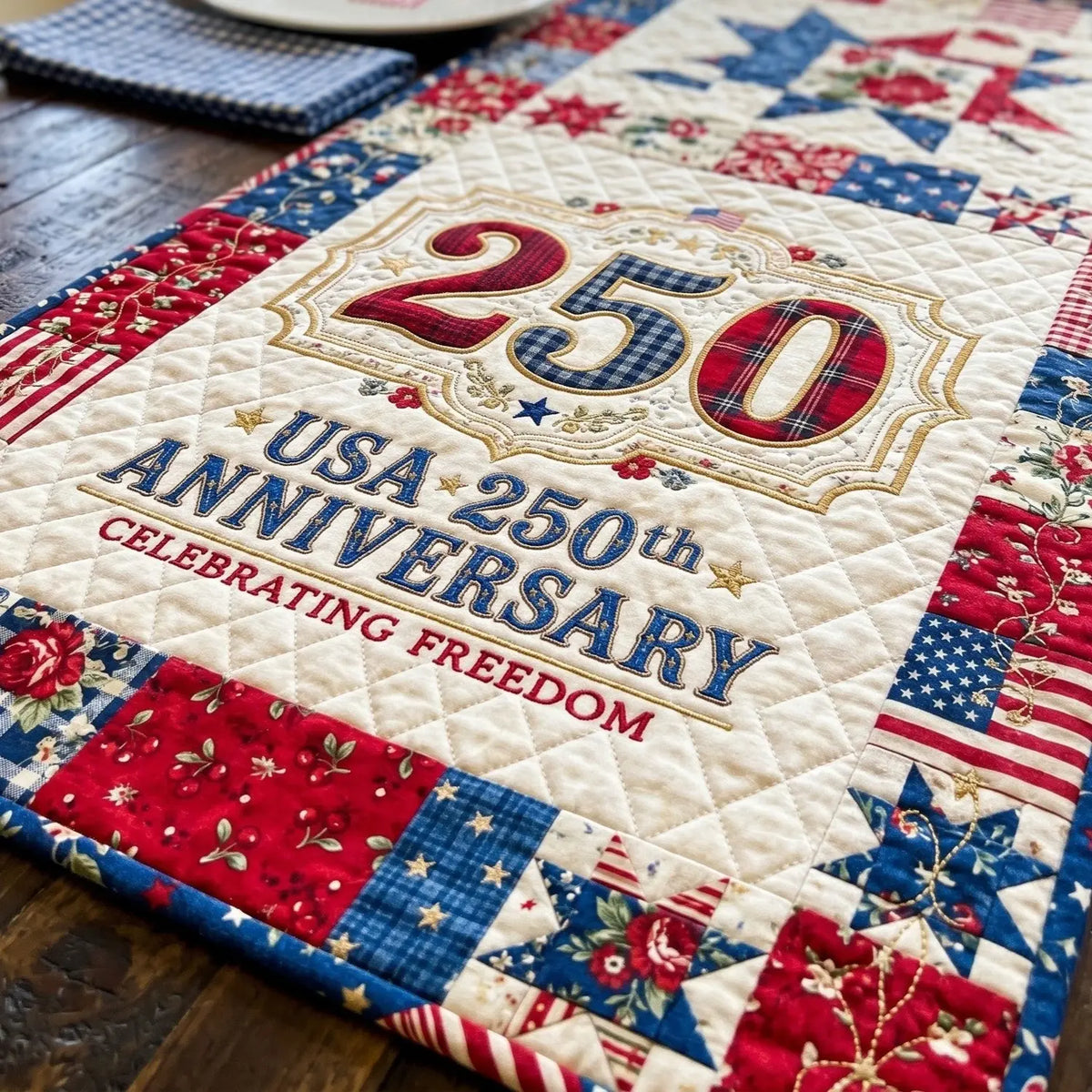 Stars Tribute Quilted Table Runner