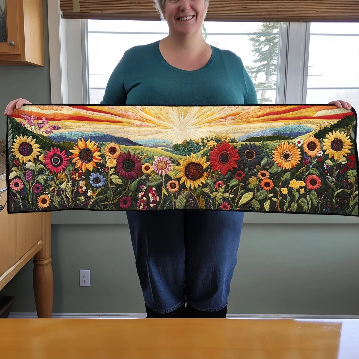 Sun-kissed Petals Quilted Table Runner