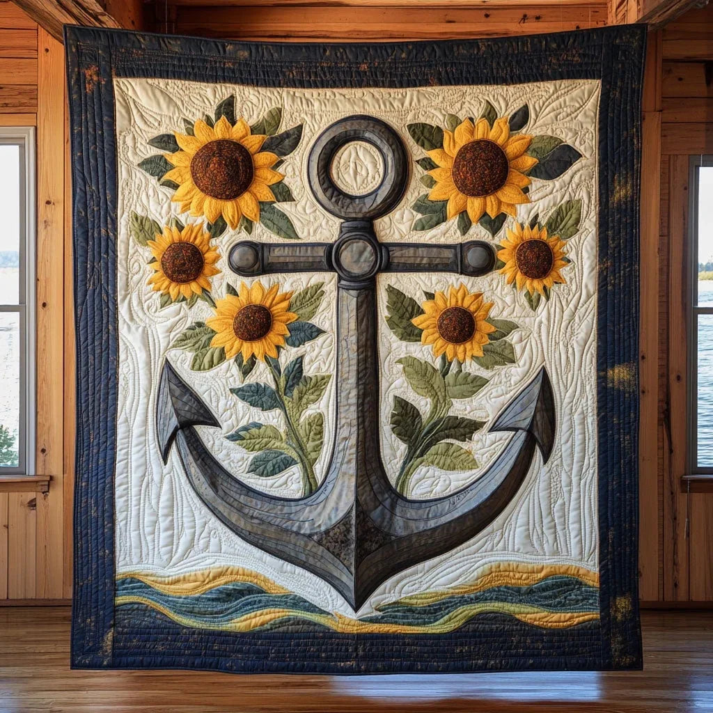 Sunflower Anchor Quilt Blanket