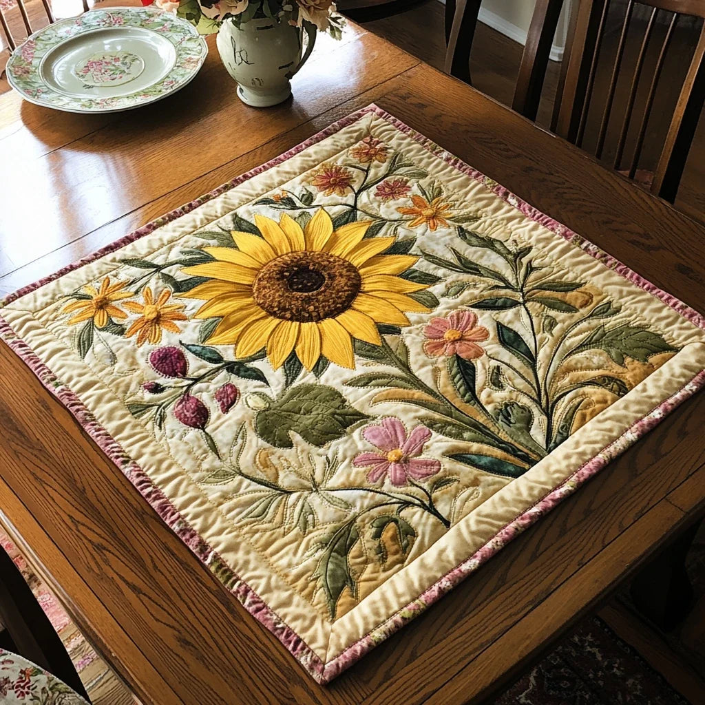 Sunflower Bloom Quilted Table Topper