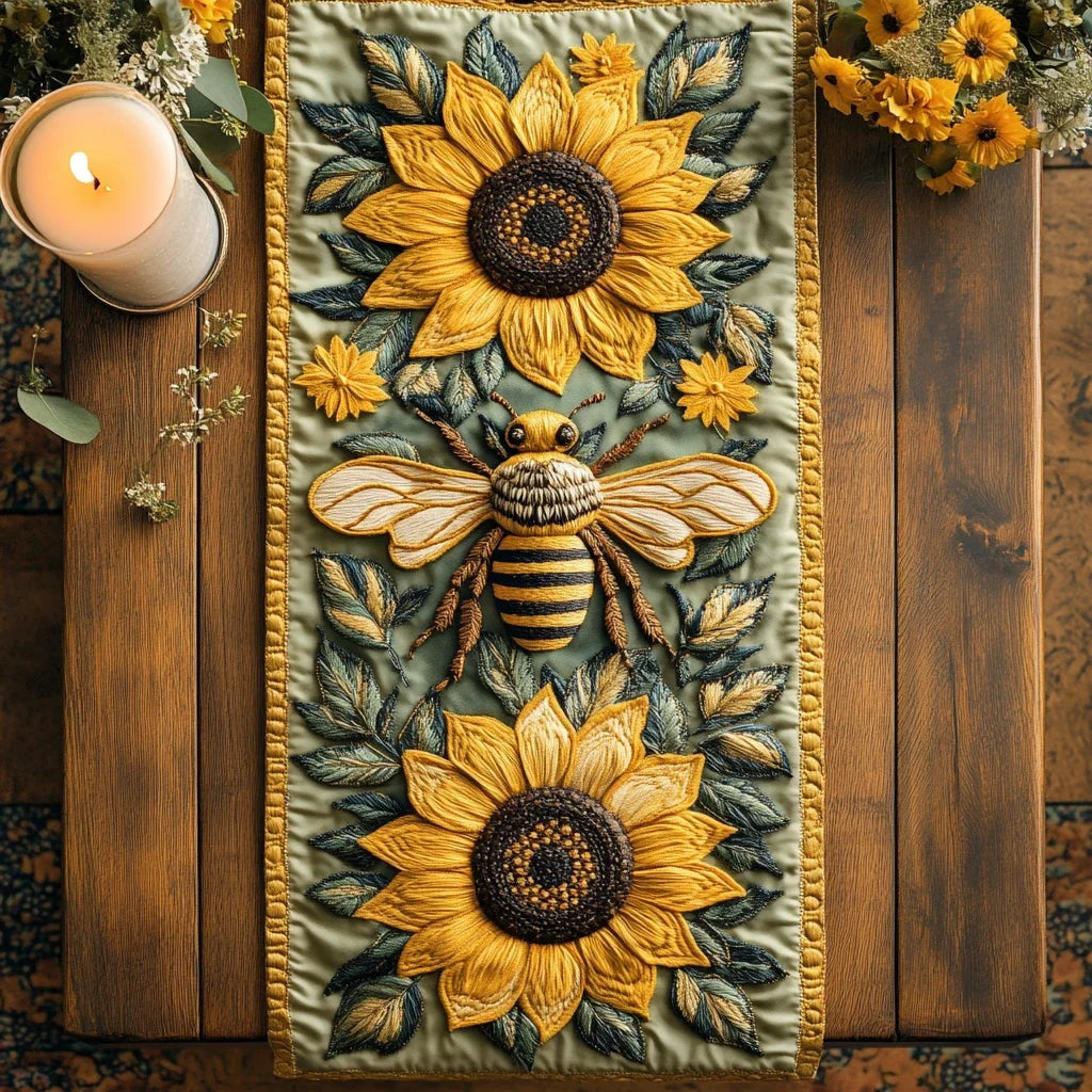 Sunflower Buzz Quilted Table Runner