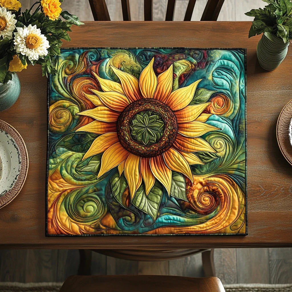 Sunflower Field Quilted Table Topper