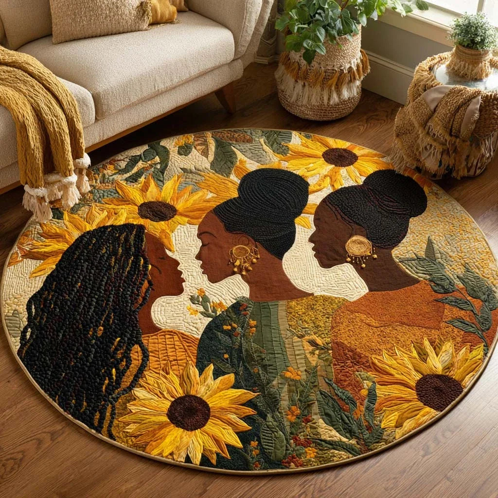 Sunflower Grace Quilted Round Mat