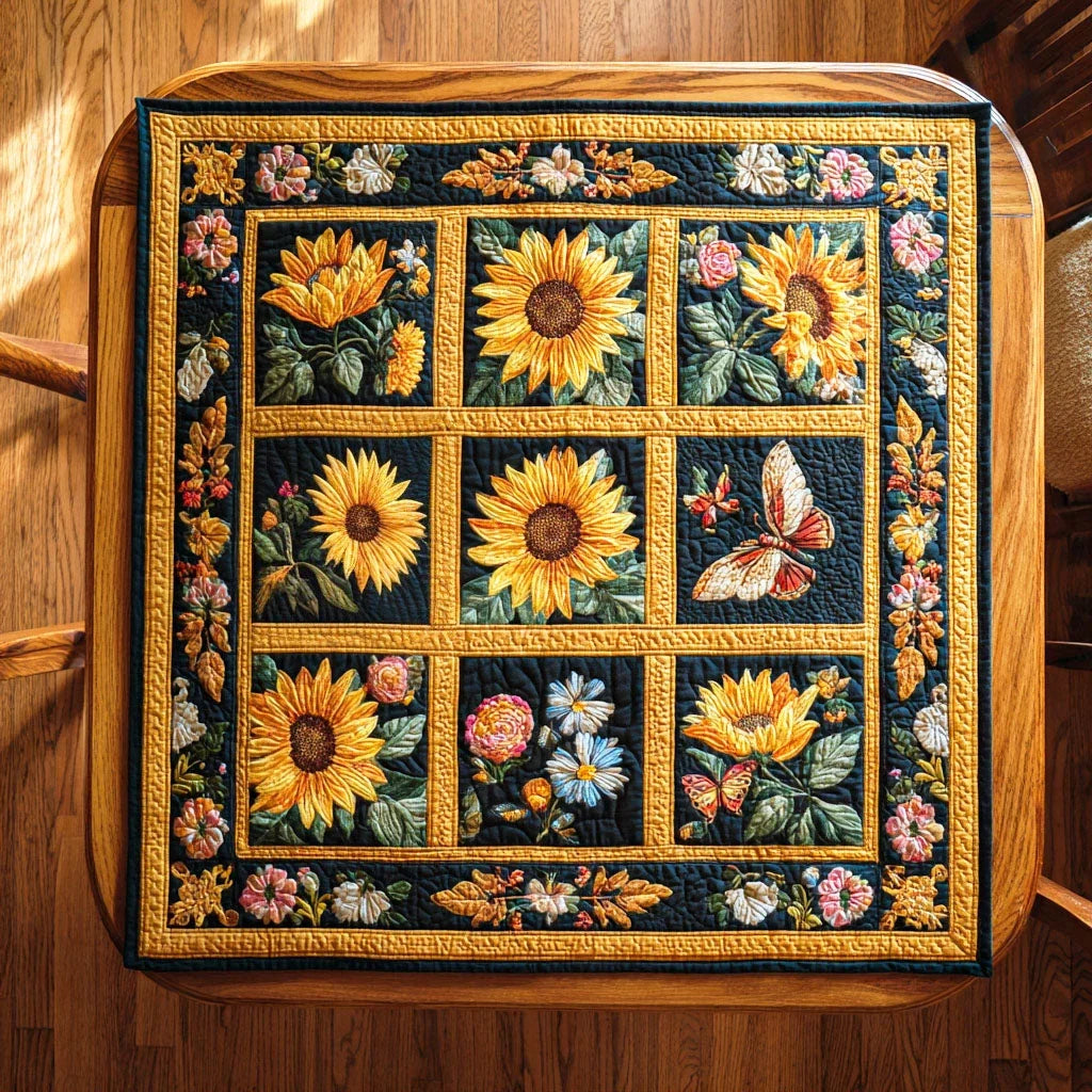 Sunflower Patch Garden Quilted Table Topper
