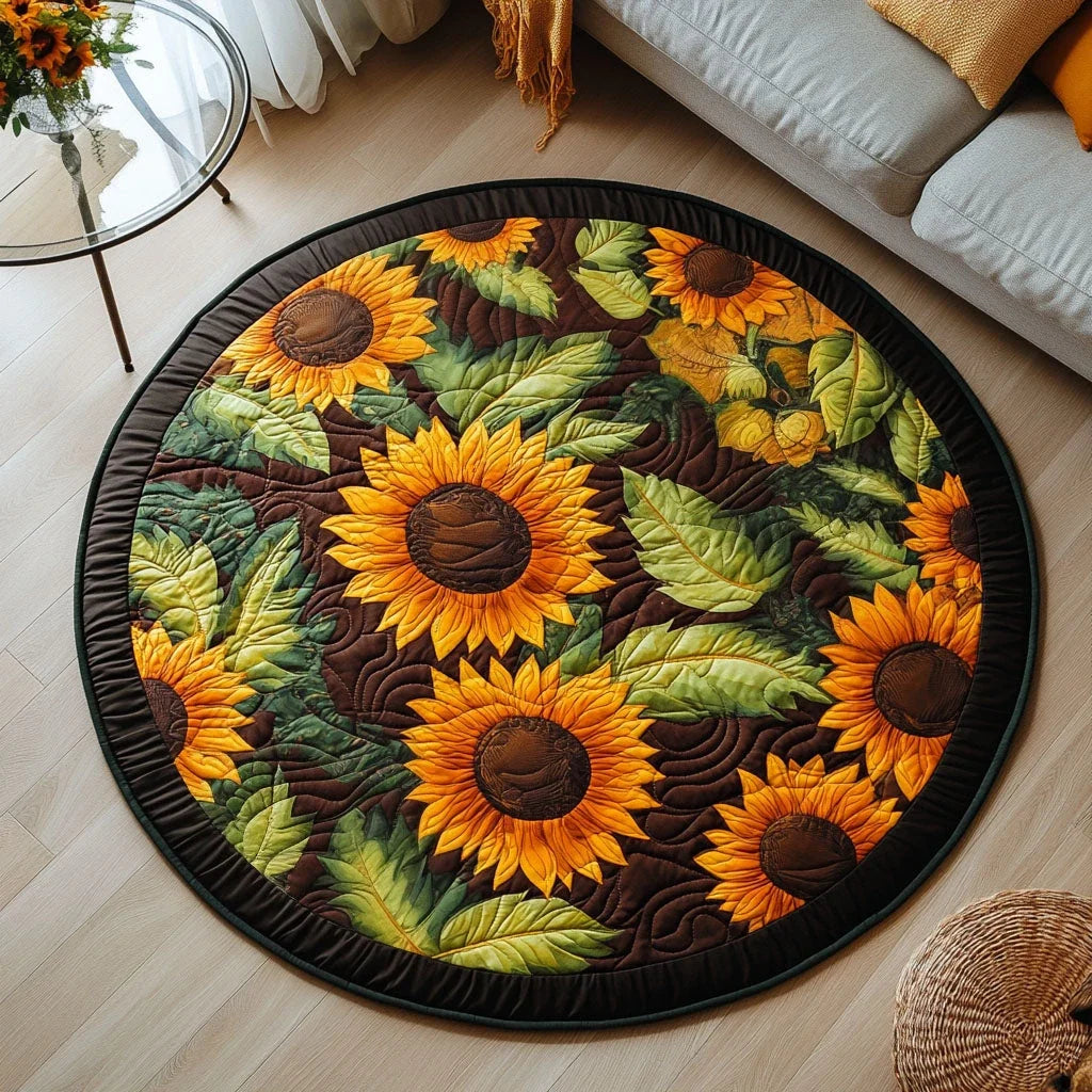 Sunflower Symphony Quilted Round Mat