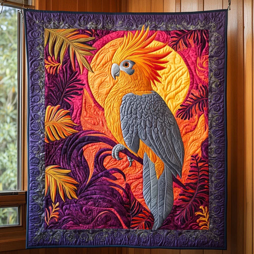 Sunlit Parrot Quilt Blanket