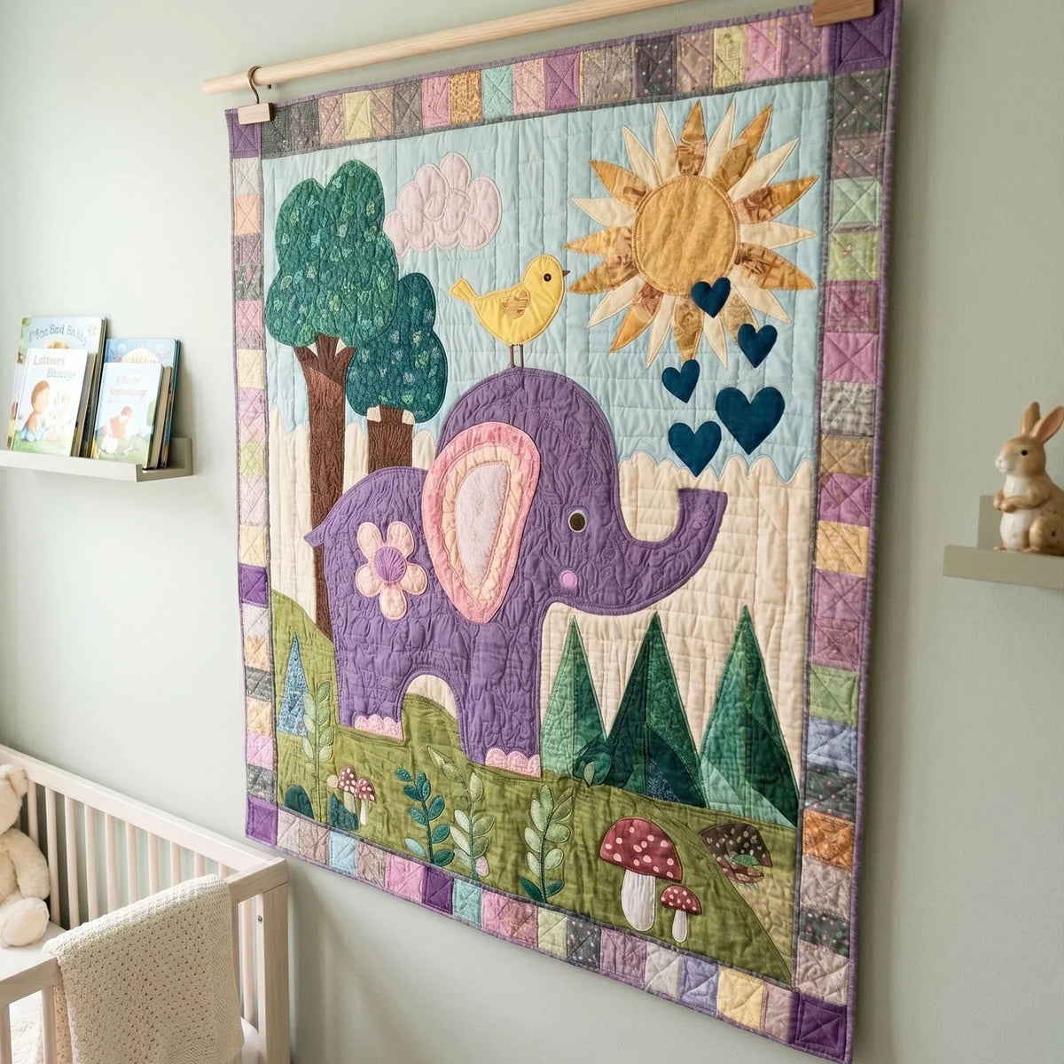 Sunny Elephant Quilt Blanket - Quilted Blanket by Wild and Way