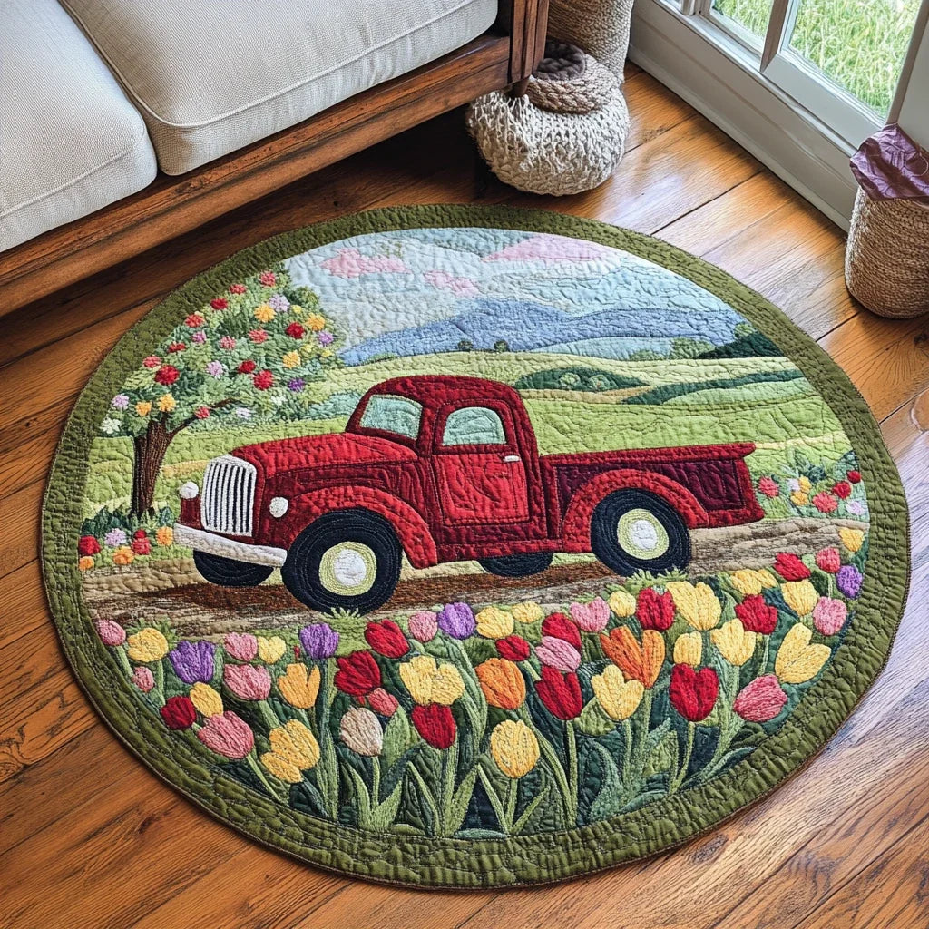 Sunny Roadway Quilted Round Mat