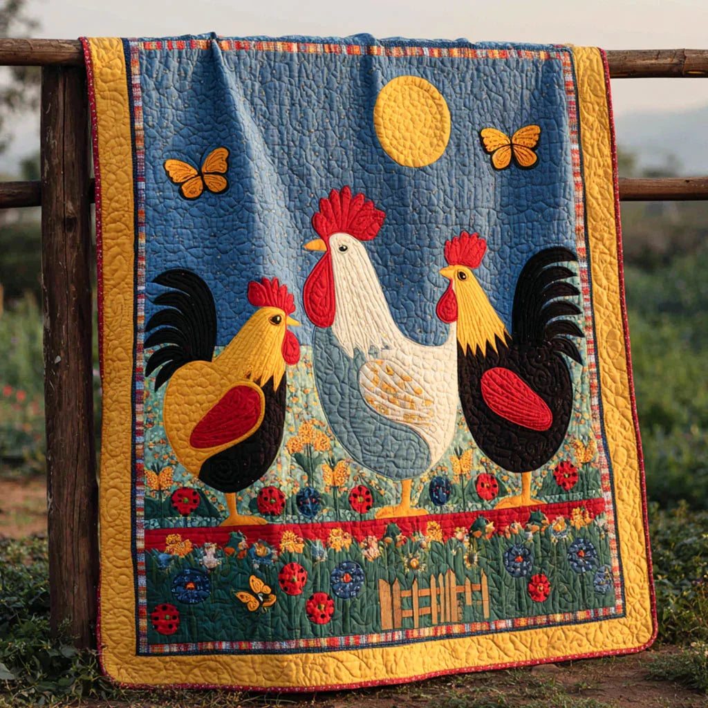 Sunset Hen Quilt Blanket - Quilted Blanket by Wild and Way
