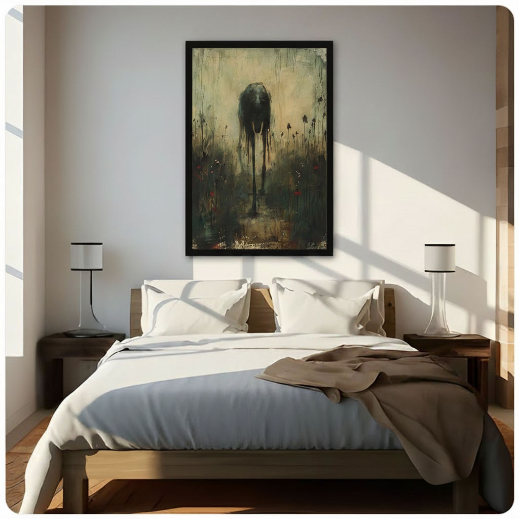 Dark Gothic Elongated Figure Expressionist Oil Painting Canvas