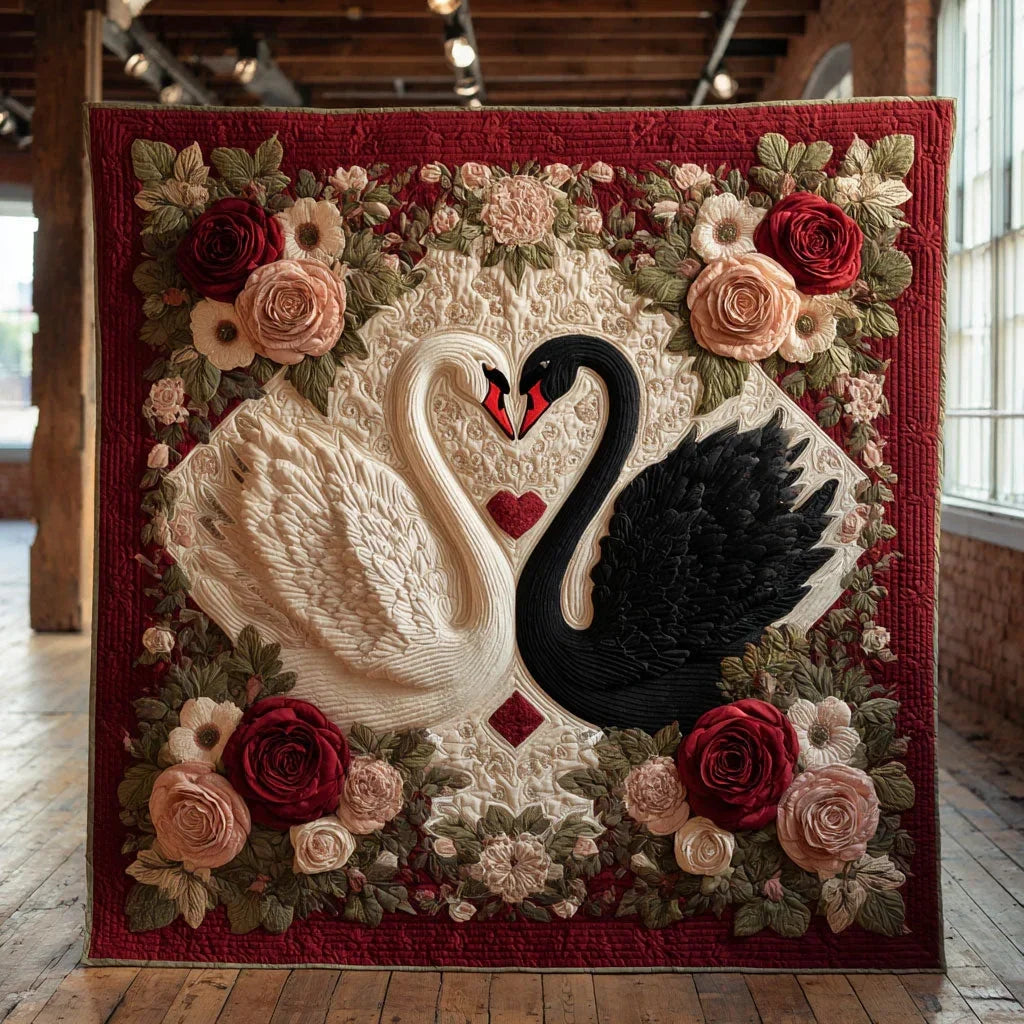 Swan Romance Quilt Blanket