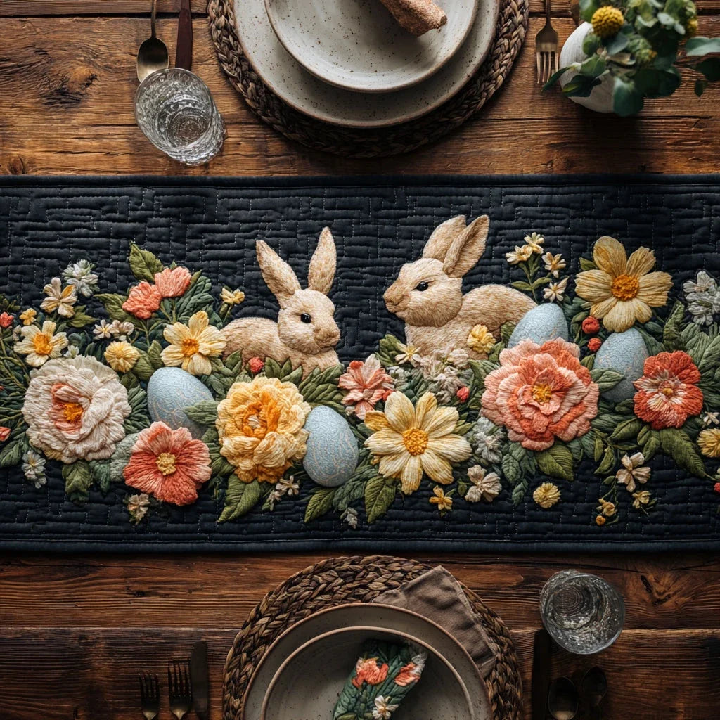 Sweet Easter Bunny Quilted Table Runner