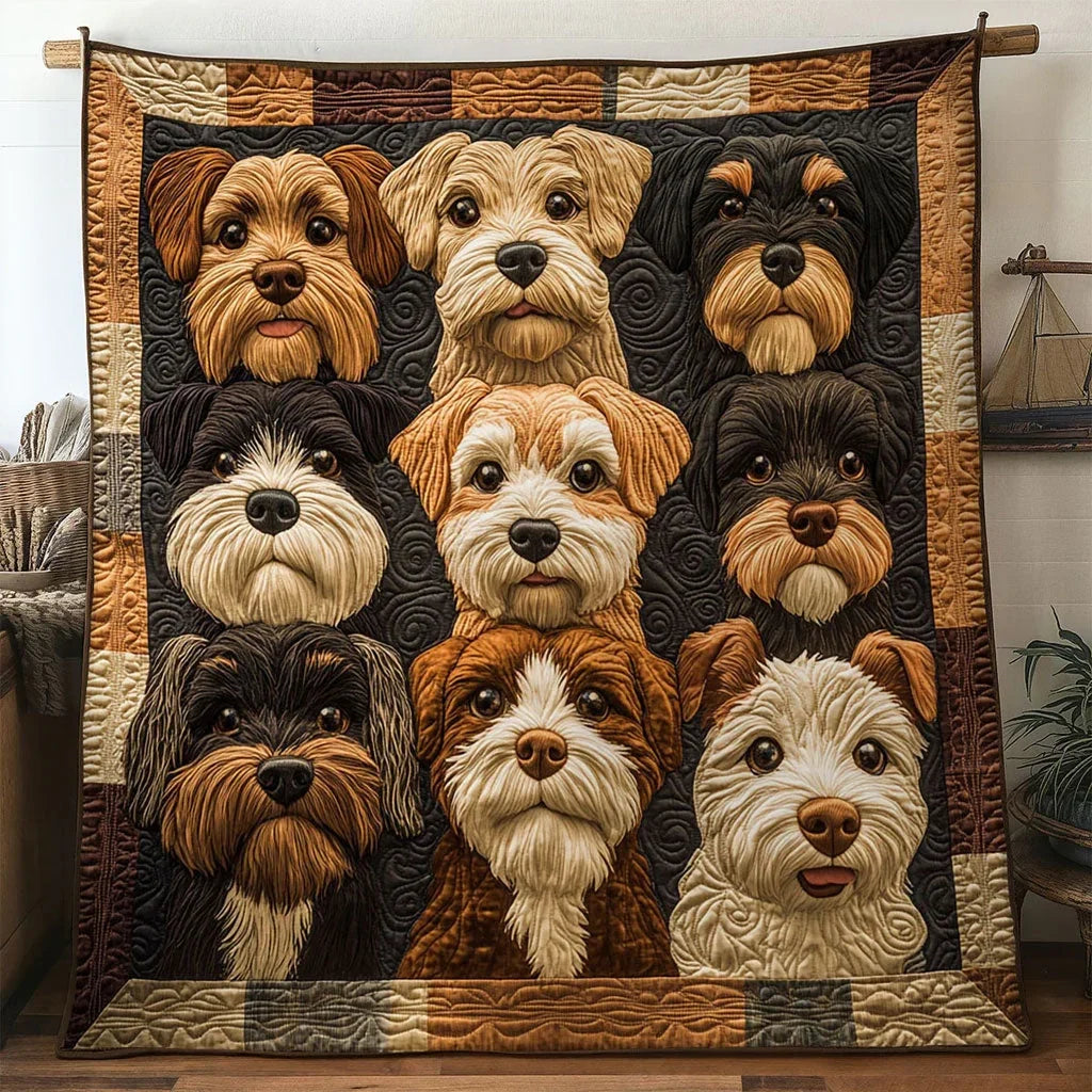 Sweet Face Miniature Schnauzer Quilt Blanket