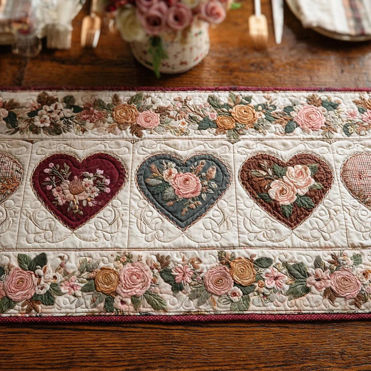 Sweet Love Quilted Table Runner