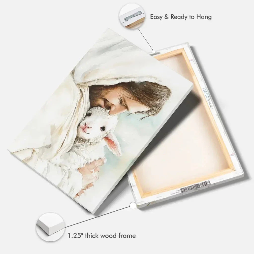 jesus holding the lost lamb good shepherd christian wall art canvas (view 7)