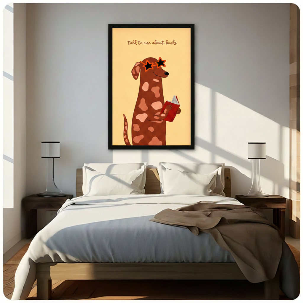 Talk to Me About Books Dog Canvas Art Wall Art
